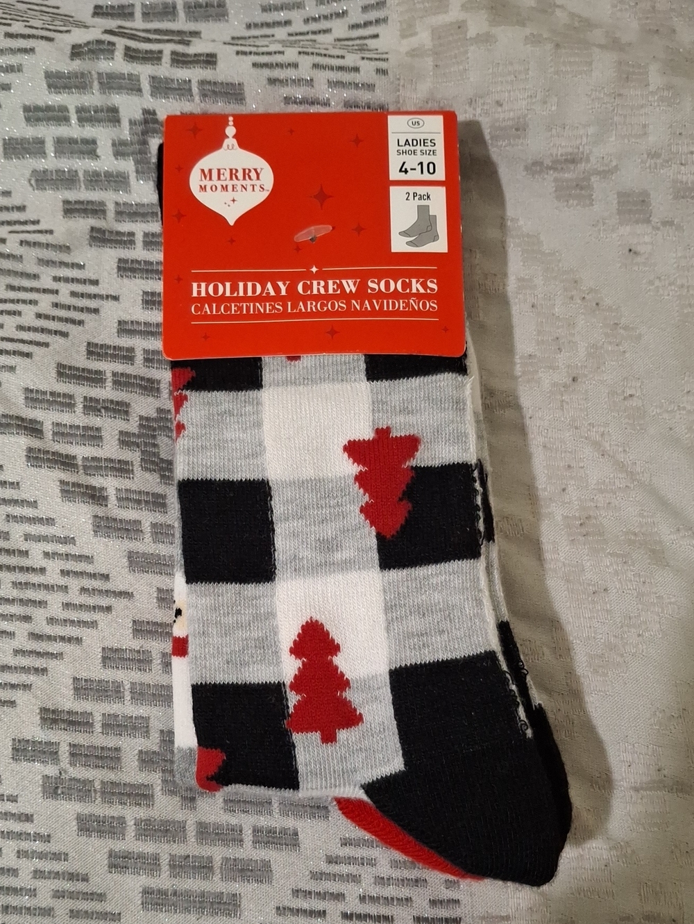Holiday Crew Socks — Black, White & Red